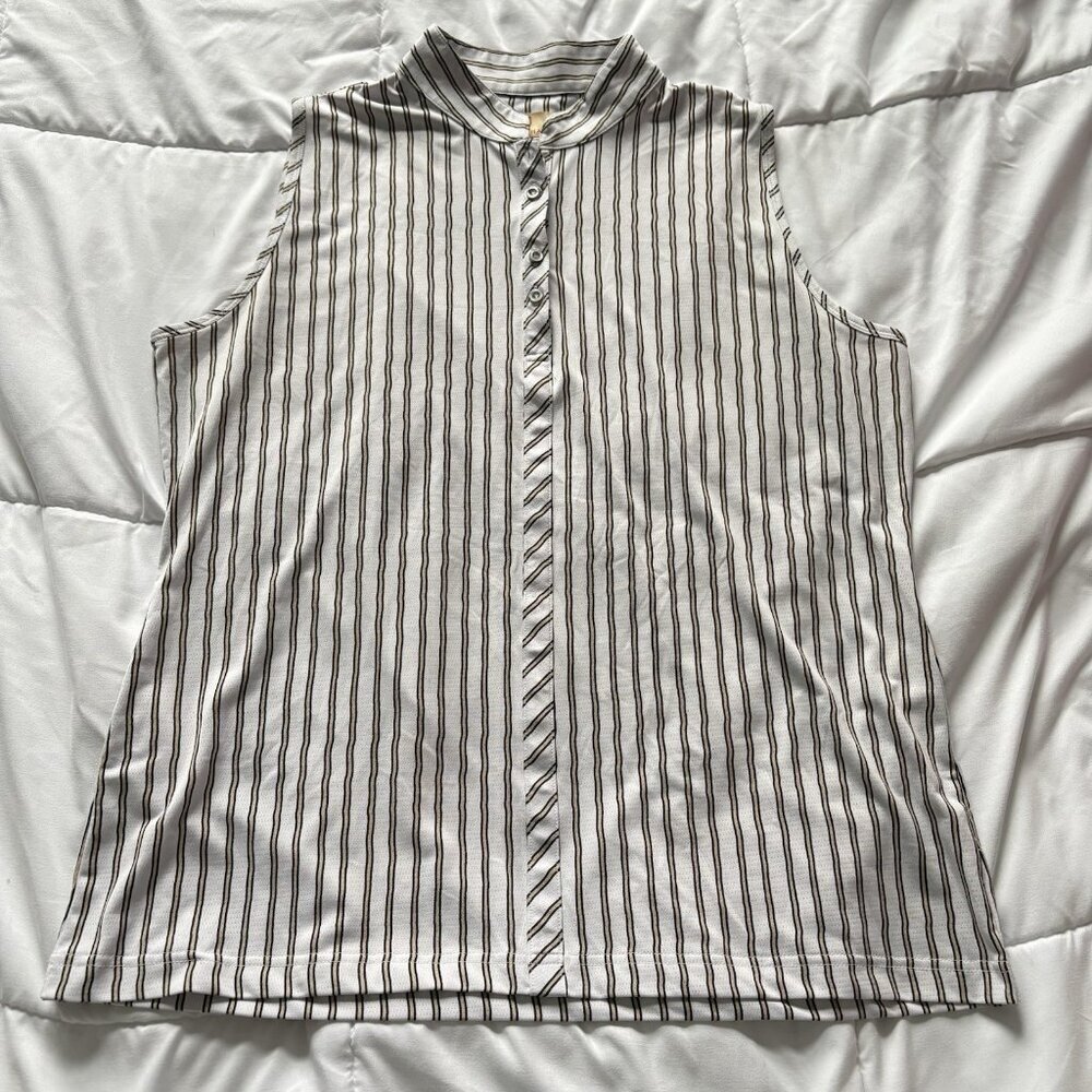 Sport Haley Womens Size XL Striped Sleeveless Golf Polo‎ Tank Top White Preppy